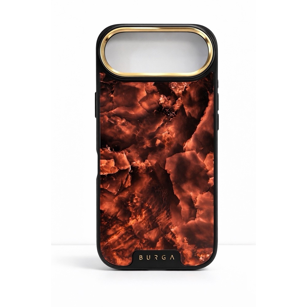 Burga Red Marble Protective Phone Case with Gold Trim